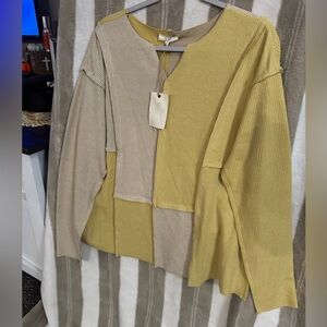 Easel yellow and tan long sleeve